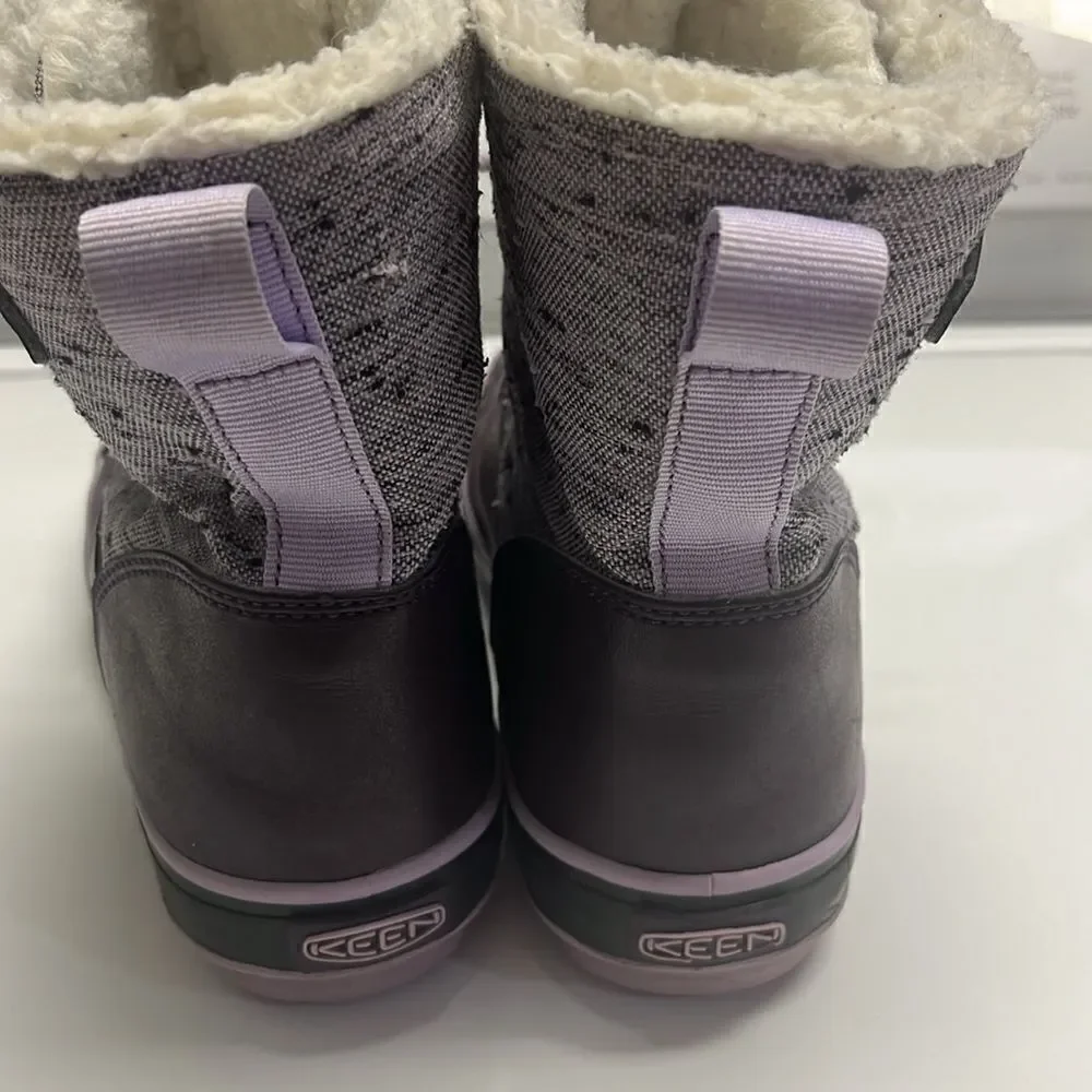 Keen Girl’s Waterproof Rubber Sherpa Lined Heather Purple Lace Up Boots Size 3